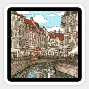 Aarhus city drawin Sticker